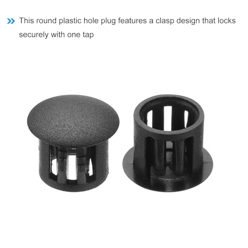 Image of MECCANIXITY 100PCS 10mm(3 /8 inch) Black Plastic Hole Plugs, Flush Type Panel Hole Plugs Insert End Caps for Locking Hole Tubes Furniture Cabinet