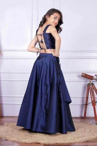 Image of ANNECA FASHION kid's baby girls silk blend Embroidery western Crop top and up down skirts clothing set