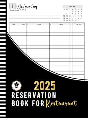 reservation book for restaurant 2025: From 1 January 2025 to 31 December 2025 ( 365 Day )