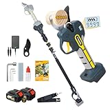 Prunarbo 50mm切断径 電動ハサミ ポール付きセット【収納ケースなし】 電動剪定バサミ マキタ互換 4000Ah大容量バッテリー2個付き 剪定バサミ 電動 2段階開き角度調整可能 園芸ハサミ PSE認証取得済み 切断回数と残量表示 LEDディスプレー ブラシレスモーター 日本語取扱説明書付き 充電式剪定ばさみ 品番:PR-E50 (50mm鋏+ポール)