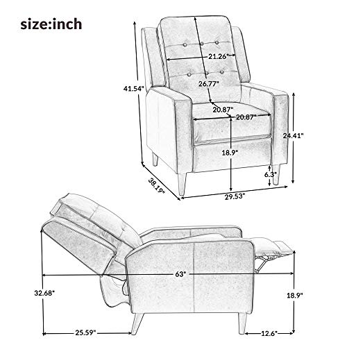 Merax Luxury Recliner Chair For Ederly Pu Leather Adjustable Lazy Boy Sofa For Living Room Bedroom Theater Seat, 1 Pack, Black 2(Manual) #TOP6