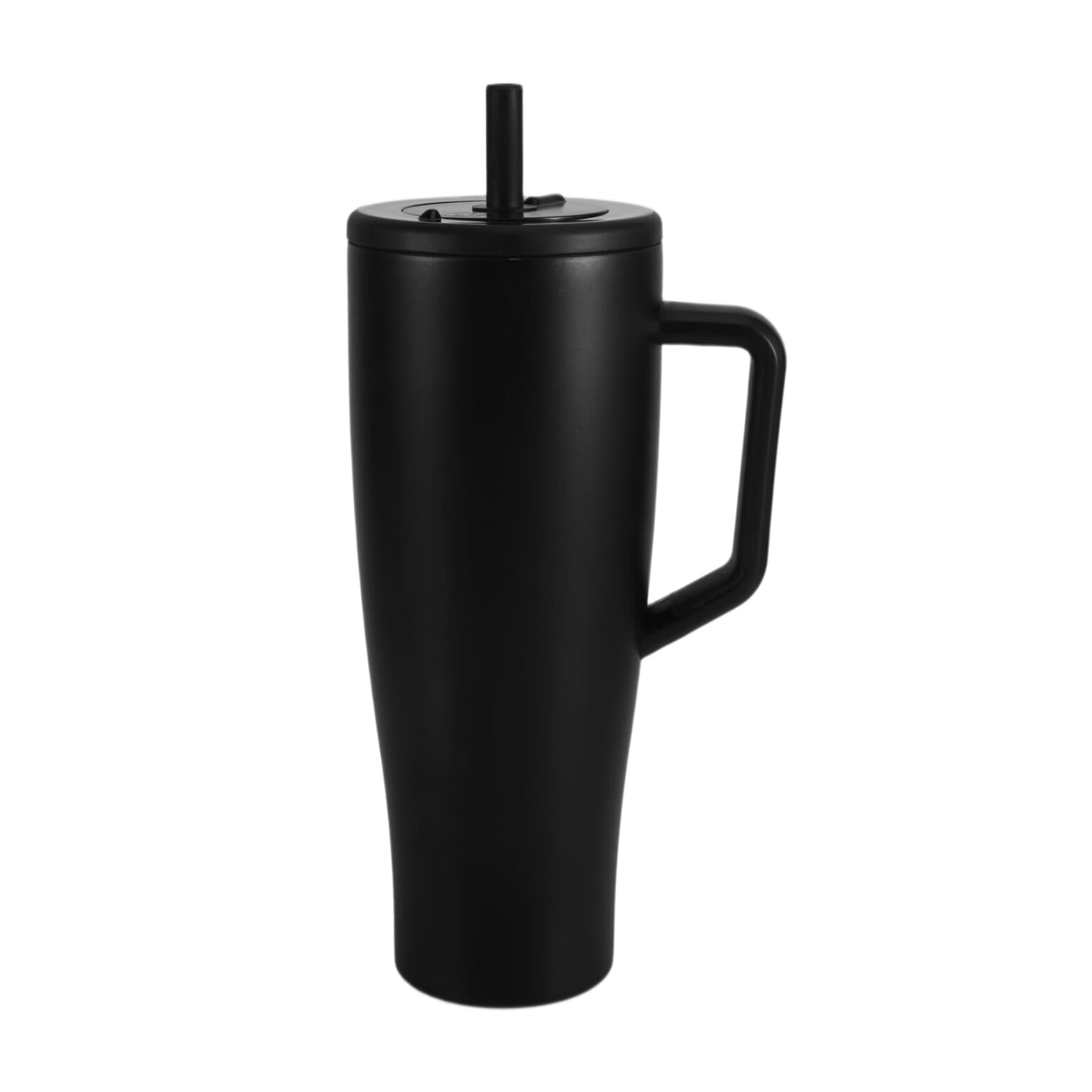 Hndhbfgrt Leak-Proof Insulated 40 Oz Flat-Bottomed Mug with Handle and Straw, Water Bottle with Lid and Spring