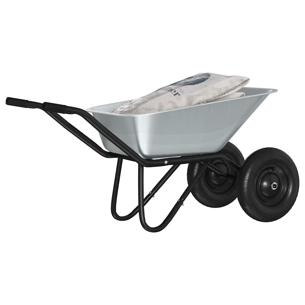 Vidaxl Wheelbarrow Silver And Black 137 X 60 X 65.5 Cm Steel