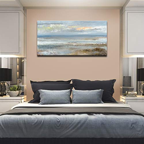 Yearainn Abstract Wall Art Large Canvas Pictures Modern Blue Ocean Artwork On Canvas Prints Wall Decoration For Living Room Bedroom Bathroom Kitchen Office Home Wall Decor Framed Ready To Hang 24 Inch X 48 Inch thumb #4