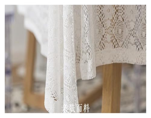 Nappe en Dentelle de Coton Blanc Rectangulaire pour Table à Manger 145x230