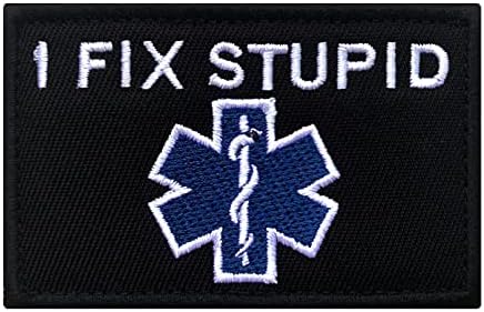 Antrix I Fix STU pid EMT Medic Funny Military Emblem Badge Patch Hook & Loop Tactical Patch - 3.15"x2"