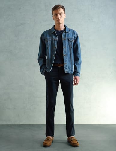 Image of Arrow Sport Men Slim fit Cotton SolidMid Rise waistTrousers