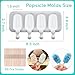Ouddy Life Popsicle Molds Set of 2, Ice Pop Molds Silicone 4 Cavities Ice Cream Oval Cake Pop Mold with 50 Wooden Sticks for DIY Popsicle, Clear