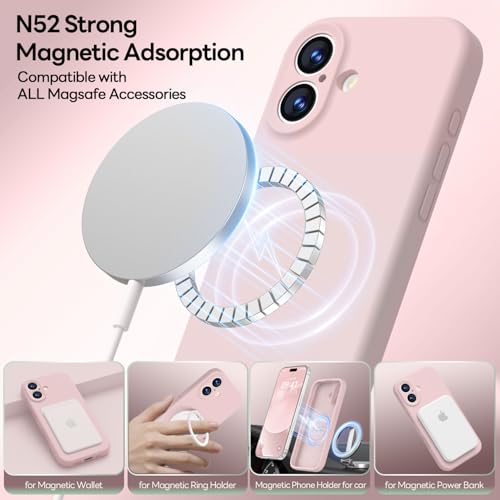 Image of LOVE 3000 Designed for iPhone 17 Case, Premium Silicone [Compatible with Magsafe][Soft Anti-Scratch Microfiber Lining] Shockproof Protective Phone Case for Men Women 6.3 inch, Chalk Pink