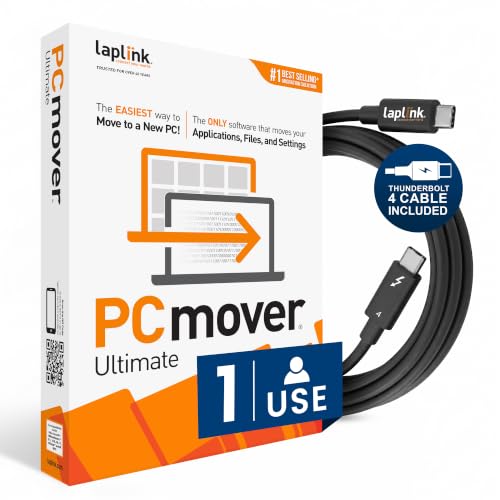 Image of Laplink PCmover Ultimate 11 - Easy Migration of your Applications, Files and Settings from an Old PC to a New PC - Data Transfer Software - With Optional Ultra High Speed Thunderbolt Cable - 1 License