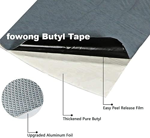 fowong Butyl Tape for Roof and Leak Repair, 50mm(W) x 5M(L) Aluminum Coating Flashing Repair Tape Sealant Seal Strip for Repairing Roof Crack, Gutter and Hole