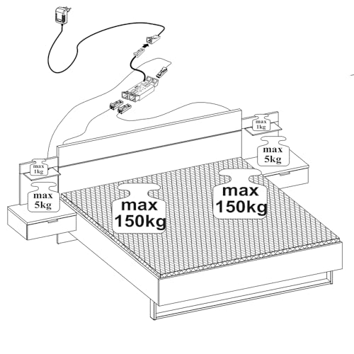 Lomadox Schlafzimmer Komplett Set in Eiche mit Kaschmir, Kleiderschrank 6-türig & Bett 180x200 cm mit Nakopaneel LED-Beleuchtung & Kommode mit Softclose-Funktion – Bild 7