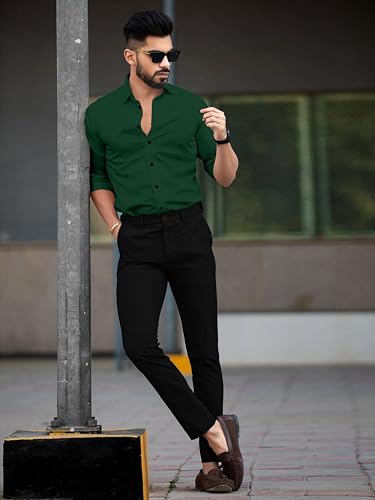 Image of Men's Cotton Solid Full Sleeves Regular Fit Formal Shirt