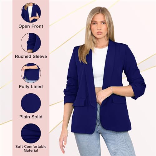 Blazer femme bleu marine veste de bureau mi-saison chic coupe décontractée taille S - 4