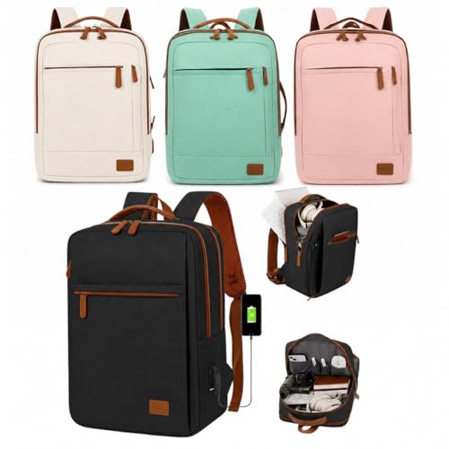 Mochila Feminina Conversível Bolsa de Trabalho e Escolar para Notebook, Computador, com Porta de Carregamento USB Expansível Premium Hytalux (Preto)