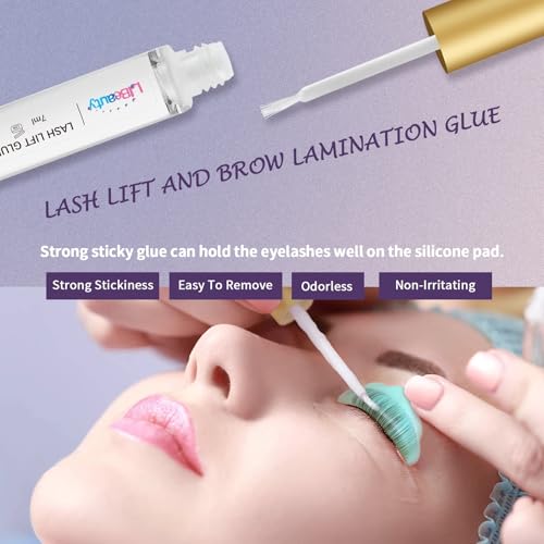 Libeauty Lash Lift Kit & Brow Lamination, Korean Made Eyelash Perming Lotion for Home Salon, Professional DIY Curling Starter Set with Strong Glue & Individual Sachets, 20 Pcs