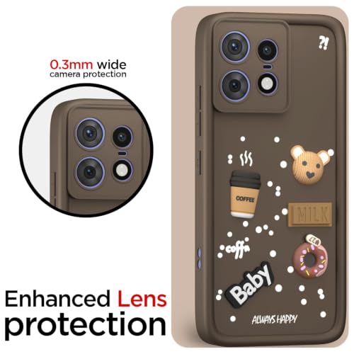 Image of Bintage Cute Fun Ball | Taddy Cartoon 3D Smiley Coffee Cup | Milk Donut | Full Protection Rubber Back Cover Compatible for Moto Edge 50 Pro 5G - Brown