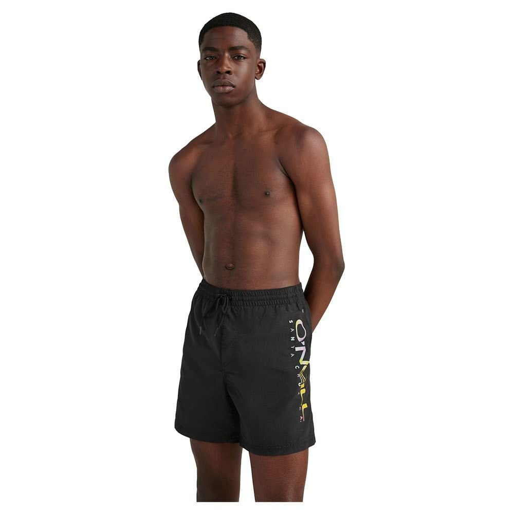 O'NEILL Cali Melted Print 16" Swim Shorts for Men, 19010 Black Out, Regular, 19010 Black Out, M/L