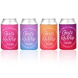 4 Pcs Girls Trip Gifts Favors, Gradient Foam Beer Can Cooler, Girls Weekend Gifts for Women Sister Friends, Travel Vacation Camping Party Can Coolers for Beer Cold Drink Sleeve