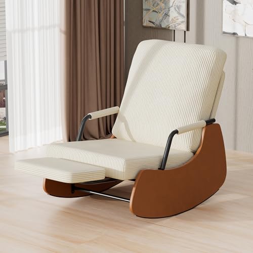 Schaukelstuhl • Liegestuhl • Loungesessel•mit Fußstütze - 3 Positionen verstellbare Rückenlehne - Wohnzimmer/Veranda/Außen Schaukelstuhl Dekorativer Stuhl Beige – Bild 3