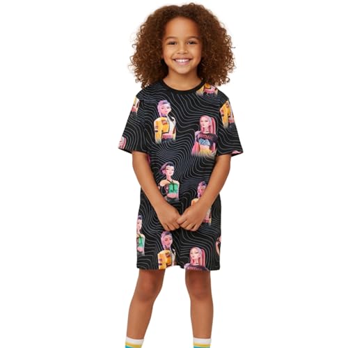 Komar Kids KPop Demon Hunters Girls Nightgown Pajamas - Short Sleeve Sleep Shirt Dress Dorm Kid Sleepwear - Official Product Multi