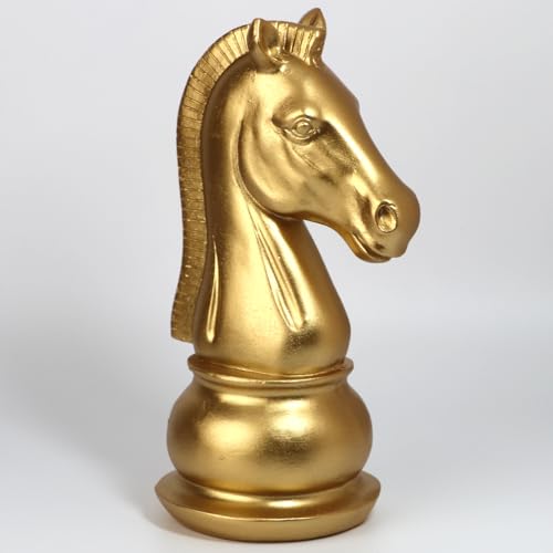 Estatua de ajedrez de resina dorada elegante miniatura 6