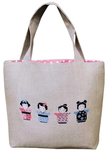 Sac Kokeshi à broder au point de croix, le cabas idéal pour l'été
