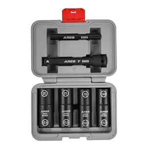 ARES 59065-6pc Half Size Lug Nut Flip Impact Socket Set - 1/2-Inch Drive Removes Bloated/Damaged Chrome Capped Lug Nuts Flip Sockets - Includes 5-Inch Extension and Knockout Bar