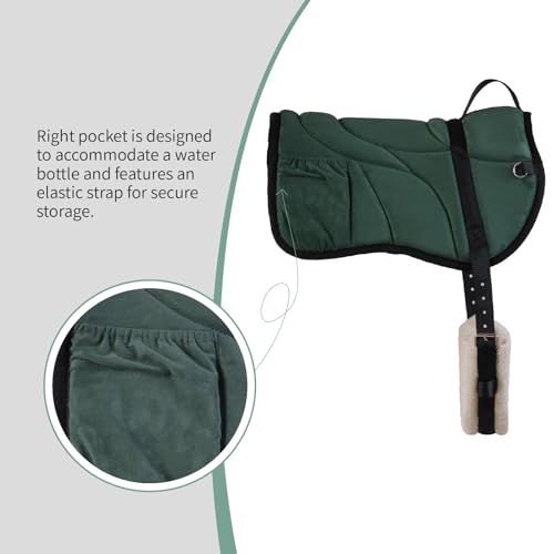 Image of Harrison Howard Ergonomically Designed Correct Bareback Pad with Side Pockets Extra Thick Center for Maximum Support Anti-Slip Bareback Pad Comes with Matching Girth