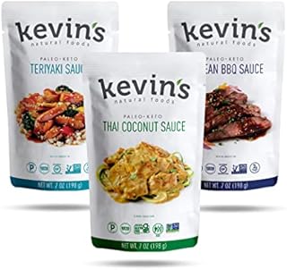 Kevin's Natural Foods Keto and Paleo Simmer Sauce Variety Pack - Stir-Fry Sauce, Gluten Free, No Preservatives, Non-GMO - 3 Pack (Teriyaki/Thai Coconut/Korean BBQ)