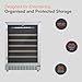 Cookology CWC600SS Freestanding Under Counter Fridge Cabinet 60cm Wine Cooler in Stainless Steel - 54 Bottle & 135 Litre Capacity - Sliding Shelves - Digital Temperature Control - Reversible Door
