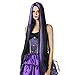 Produktbild Halloween Perücke 36 Zoll synthetische gerade lange Hexe Cosplay Perücke schwarz lila hitzebeständige benutzerdefinierte Halloween Party Cosplay Frauen Perücke