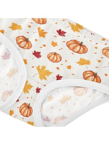 ZZKKO Orange Fall Maple Leaf Pumpkin Girls Underwear Toddler Panties for Girls Comfort Brief Size 2T4