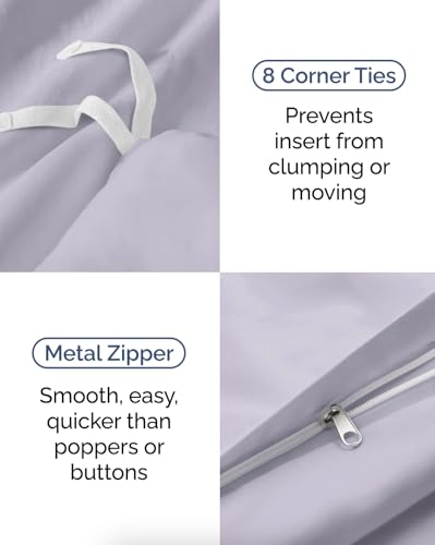 Image of Duvet Cover Twin /Twin XL Size Set - Extra Soft Twin /Twin XL Duvet Cover 68 inch x 90 inch with 1 Pillow Sham for Women, Men, Kids & Teens - Easy-Care & Fade Free with Zipper Closures & Ties (Light Lavender)
