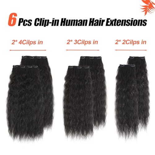 Clip in Hair Extensions Real Human Hair 120g 6pcs Deep Water Wave Curly Human Hair Extensions Double Weft Super Wave Clip ins for Women (1B, 20 Inch) — view 3
