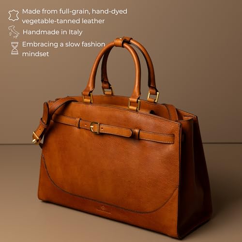 Image of Time Resistance Leather Handbag for Women - Full-Grain Leather Tote Bag - Top Handle Shoulder Bag