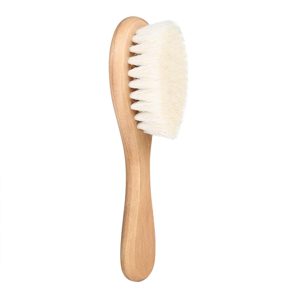 Peigne naturel en cheveux de chèvre, doux soin massage tête bébé avec manche bois pour brossage nourrisson
