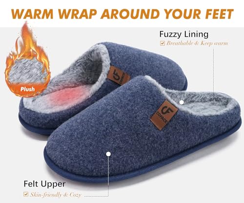 Image of COFACE Mens Cozy Memory Foam Scuff Slippers Casual Slip On Warm House Shoes Indoor /Outdoor Sandal Slippers With Arch Support Rubber Sole Size 7-15
