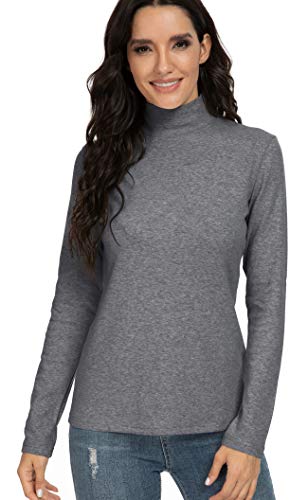 Image of Women's Cotton Mock Turtleneck Long Sleeve Basic Thermal Top