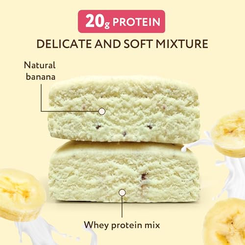 FitnesSHOCK High Protein Bars - High 20G Protein Content Protein Bar With No Added Sugar, Low Calorie Low Carb High Fibre, Banana Split Flavour 12Pcs 60G - Image 5