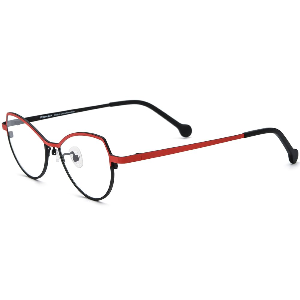 FONEX Colorful Pure Titanium Glasses Frame Women Retro Round Eyeglasses
