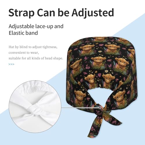 Image of Working Cap Scrub Cap with Sweatband | Adjustable Nurse Surgical Caps, for Men Women, Tie Back Hat