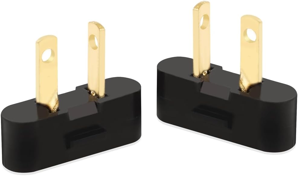 2 Pin Black Speaker Cable, 1 Inch, 2 Count, Male-to-Male, Compatible with Pioneer, Akai, Allied Radio Shack Receivers