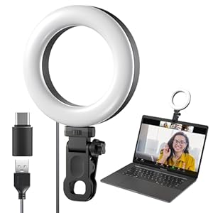 Ring Light Clip on Laptop Monitor, Webcam Light 10 Brightness Level Video Conference Lighting for Remote Working/Zoom Calls/Self Broadcasting/Live Streaming/Video Recording/TikTok