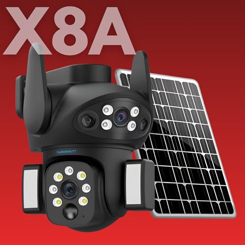 Image of XUGA Cybernautt X8A 4G LTE DUAL Solar Security Camera, No WiFi Needed, Dual Lens 8MP Outdoor Wireless, AI Humanoid Detection, Full Color Night Vision, Two-Way Talk, 8000mAh Battery, 8W Solar, TF 128GB