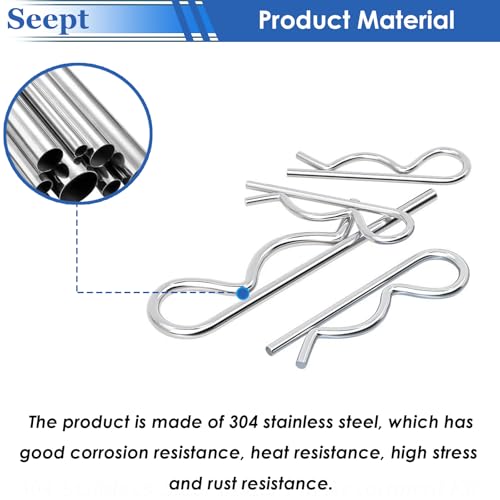 Image of 105Pcs 304 Stainless Steel Cotter Pins 7-Values R Cotter Pin Used for Hitch Lock System, Trucks, Engine