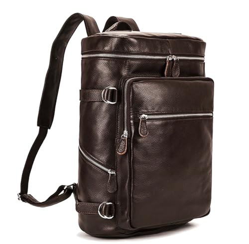 Genuine Leather Backpack for Men, Vintage Luxury Laptop Backpack for Office Travel Backpack Bag Men's Daypack (Brown)