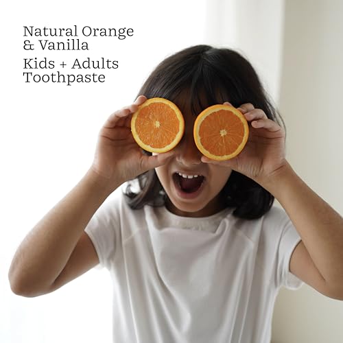 Image of Clockwork Kids Toothpaste with 5% HydroXy (Nano-Hydroxyapatite + Xylitol) | Enamel Repair & Cavity Protection | Fluoride Free, SLS Free | Orange Vanilla 80g | Pack of 3