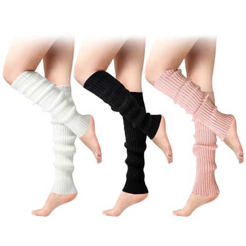 Image of Clothirily Leg Warmers - 2 Pairs Knit Leg Warmers for Women 80s Fashion Long Socks for Sports Party Yoga Winter Accessories