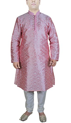Camisa de seda rosa para hombre con estampado elegante y manga larga